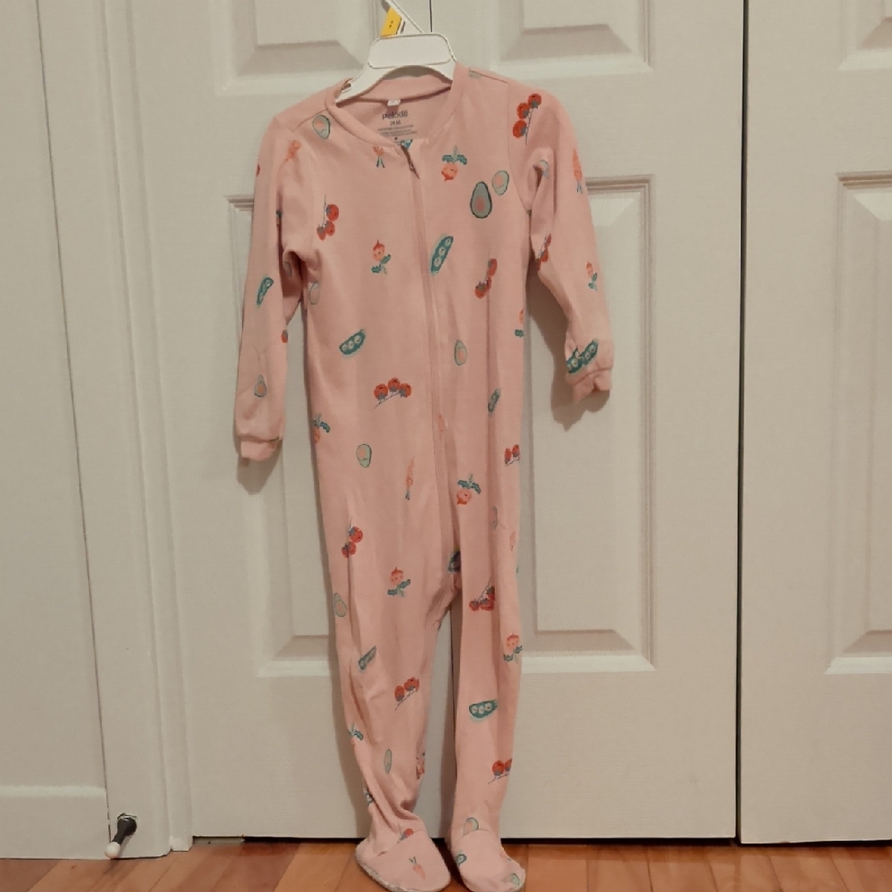 2/15$ Pekkle Pink Kids One Piece with Vegetable Fun Prints